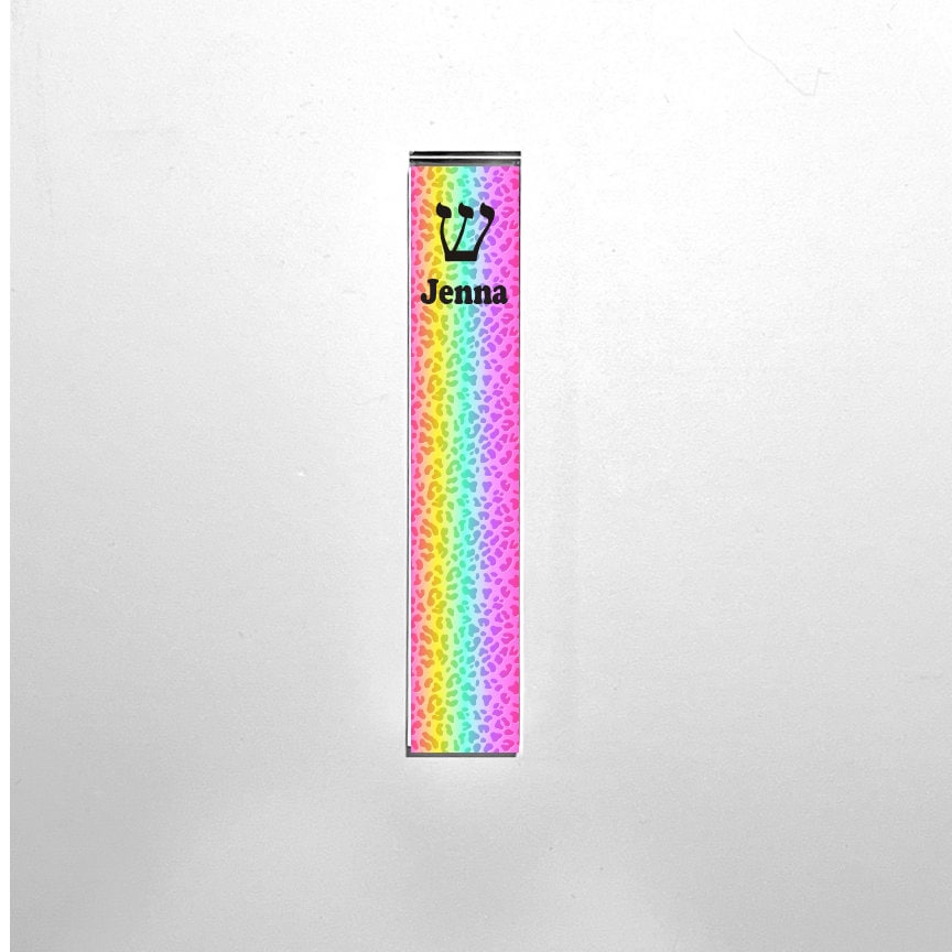 Mezuzah - Colorful Leopard Pattern - Acrylic Mezuzah - Personalized Judaica Gift - New Baby - New Home Gift - Teen Mezuzah - Custom Mezuzah