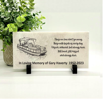 Pontoon Boat Memorial Stone - Sympathy Gift - Bereavement Gift - Funeral Gift - Condolence Gift - Custom Memorial Gift - Loss of Father