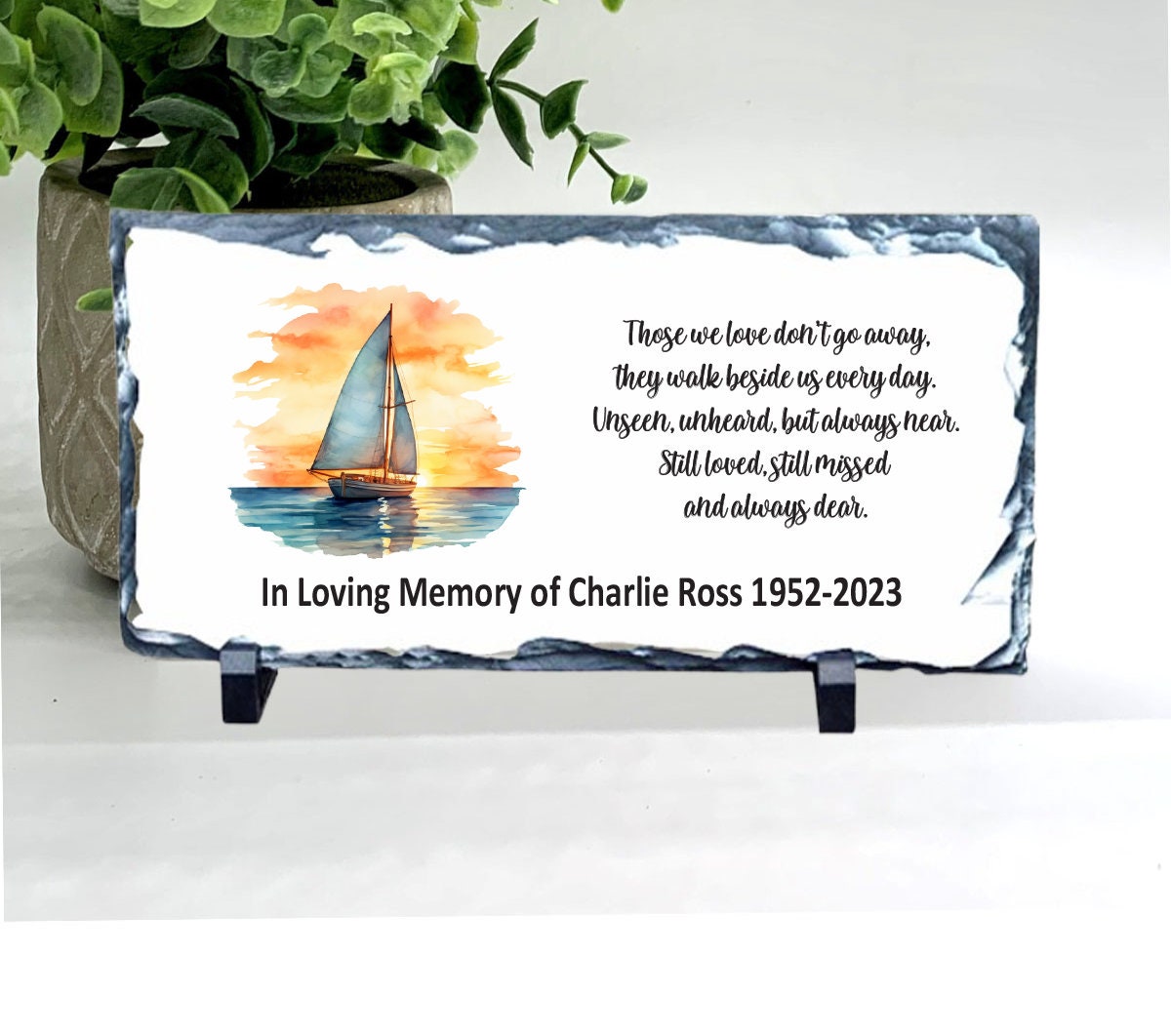 Sailboat Memorial Stone - Sympathy Gift Bereavement Gift Funeral Gift - Memorial - Condolence Gift - Memorial Gift - Sailboat Memorial