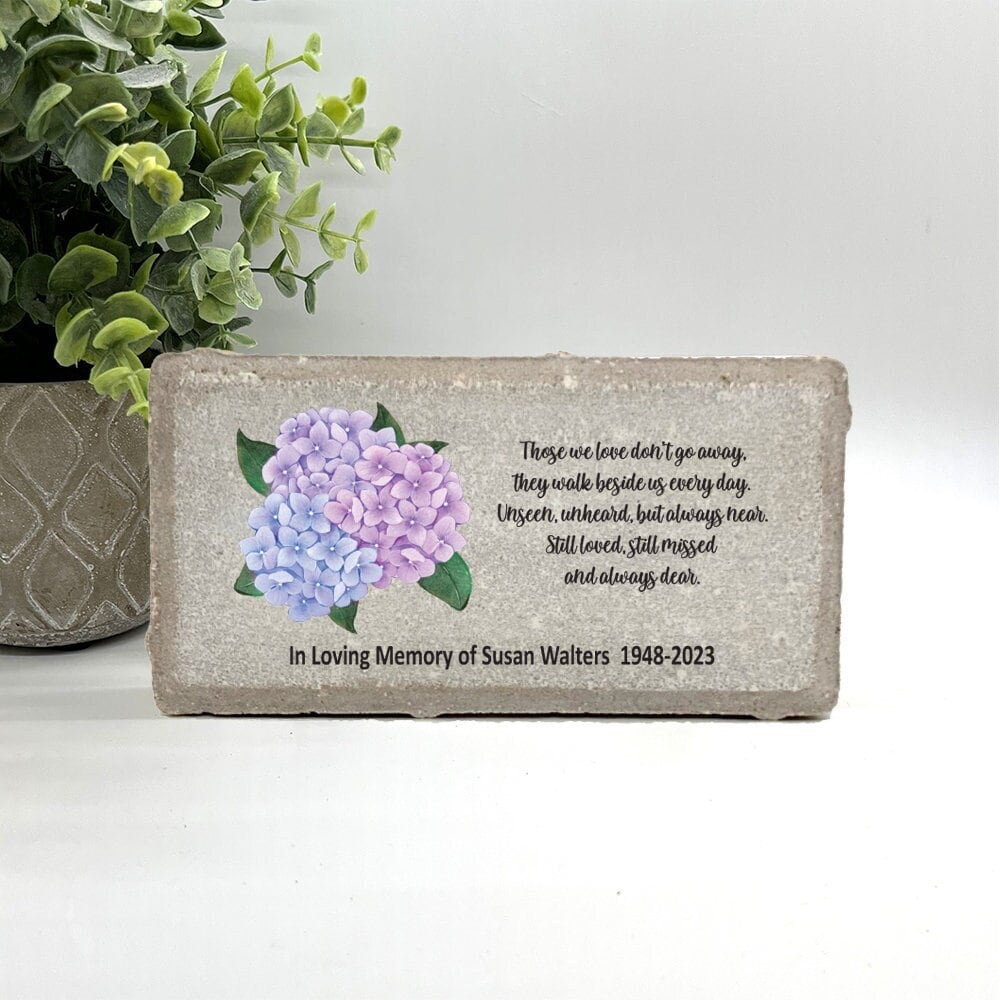 Memorial Stone - Sympathy Gift Bereavement Gift Funeral Gift - Hydrangea Memorial - Condolence Gift - Custom Memorial Gift - Flower Memorial