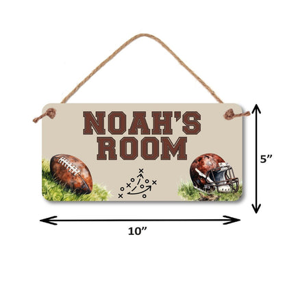 Football Theme Name Sign - 5" x 10" Watercolor Football theme Name Sign - Boy's Room Decor - Football room decor - Boy Name Sign