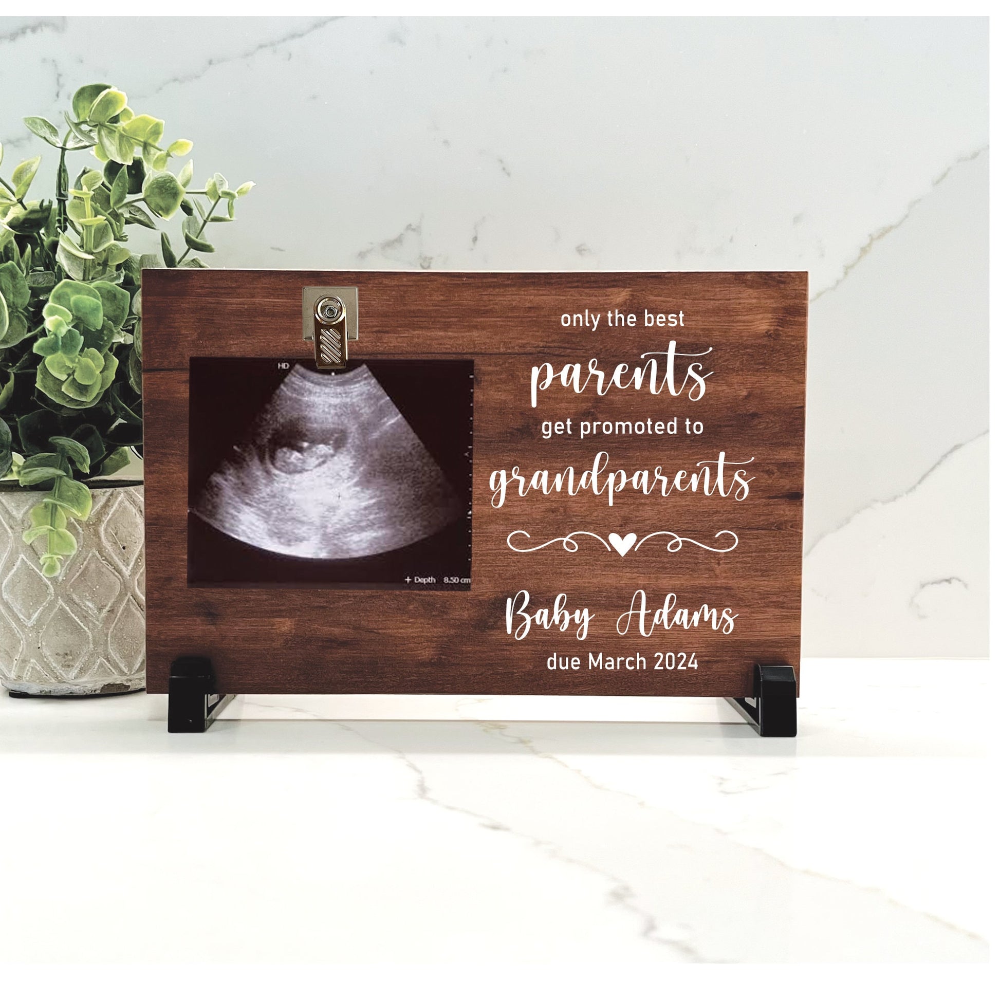 Pregnancy Reveal Gift To Parents - only the best parents get promoted to grandparents - New Grandparents Gift - Baby Sonogram Photo Frame