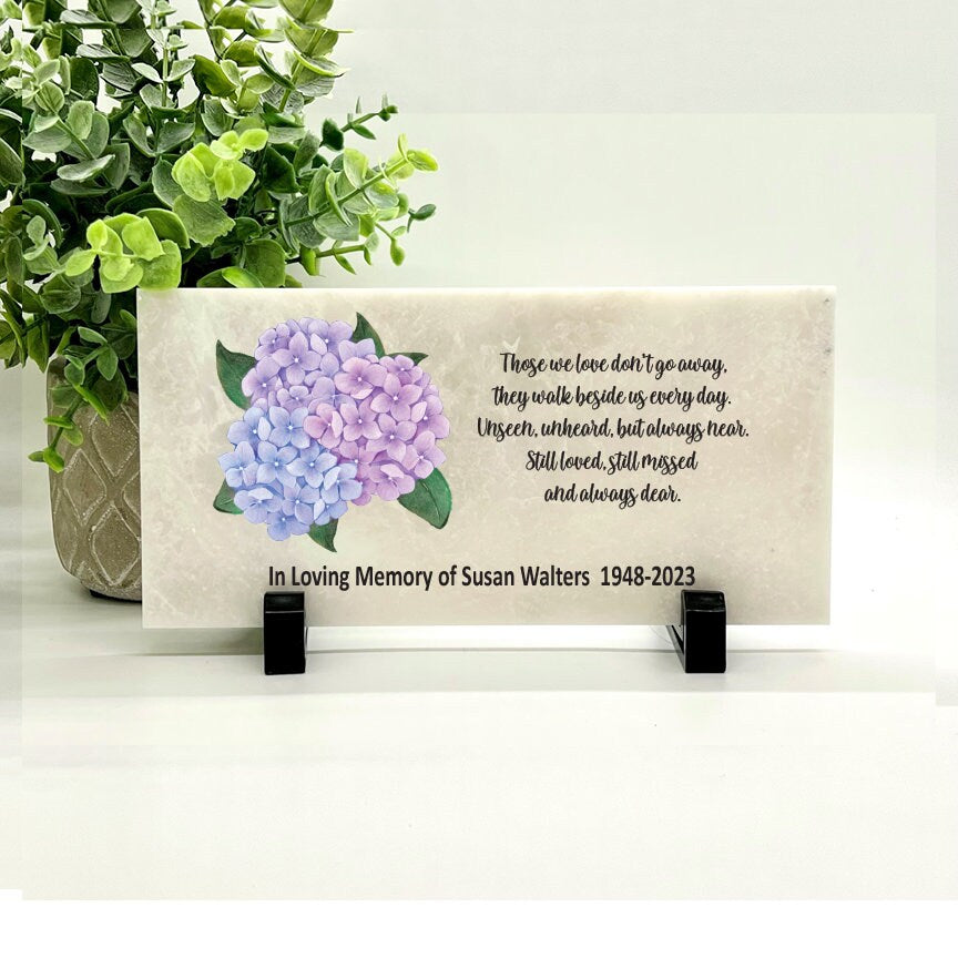 Memorial Stone - Sympathy Gift Bereavement Gift Funeral Gift - Hydrangea Memorial - Condolence Gift - Custom Memorial Gift - Flower Memorial