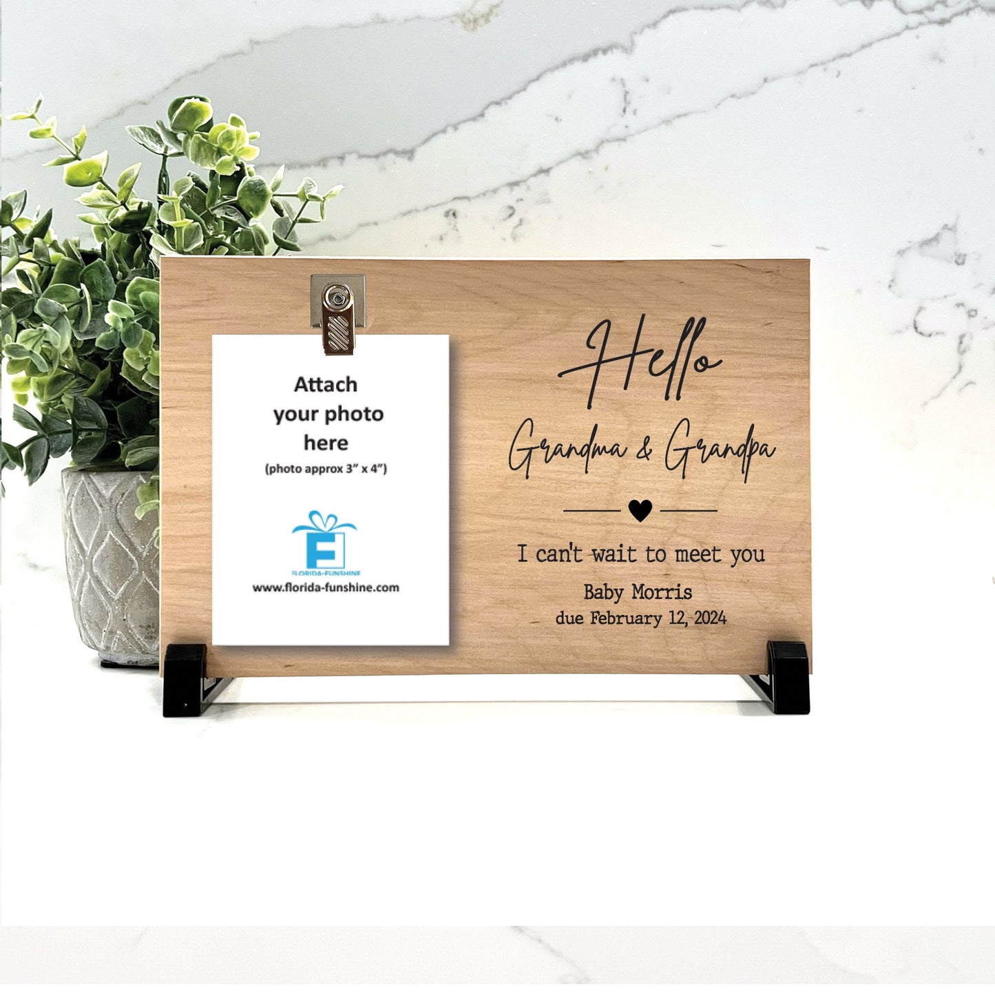 Pregnancy Reveal Gift To Parents - Hello Grandma and Grandpa, I can't wait to meet you - New Grandparents Gift - Baby Sonogram Photo Frame