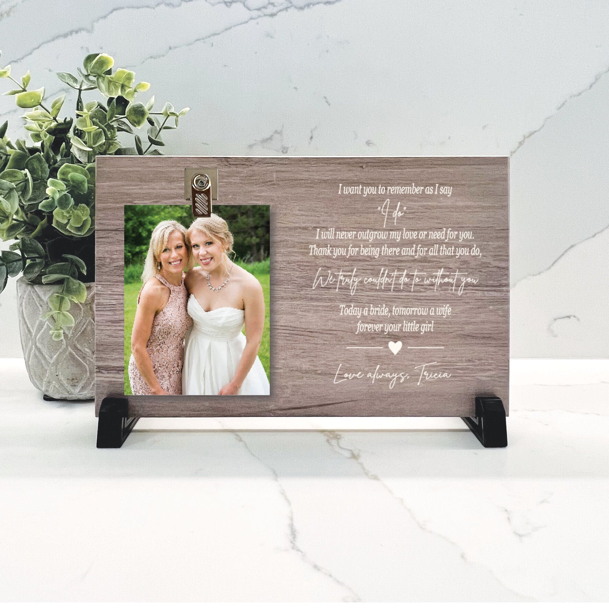 Customize your cherished moments with our Mother of the Bride Personalized Picture Frame available at www.florida-funshine.com. Create a heartfelt gift for family and friends with free personalization, quick shipping in 1-2 business days, and quality crafted picture frames, portraits, and plaques made in the USA."