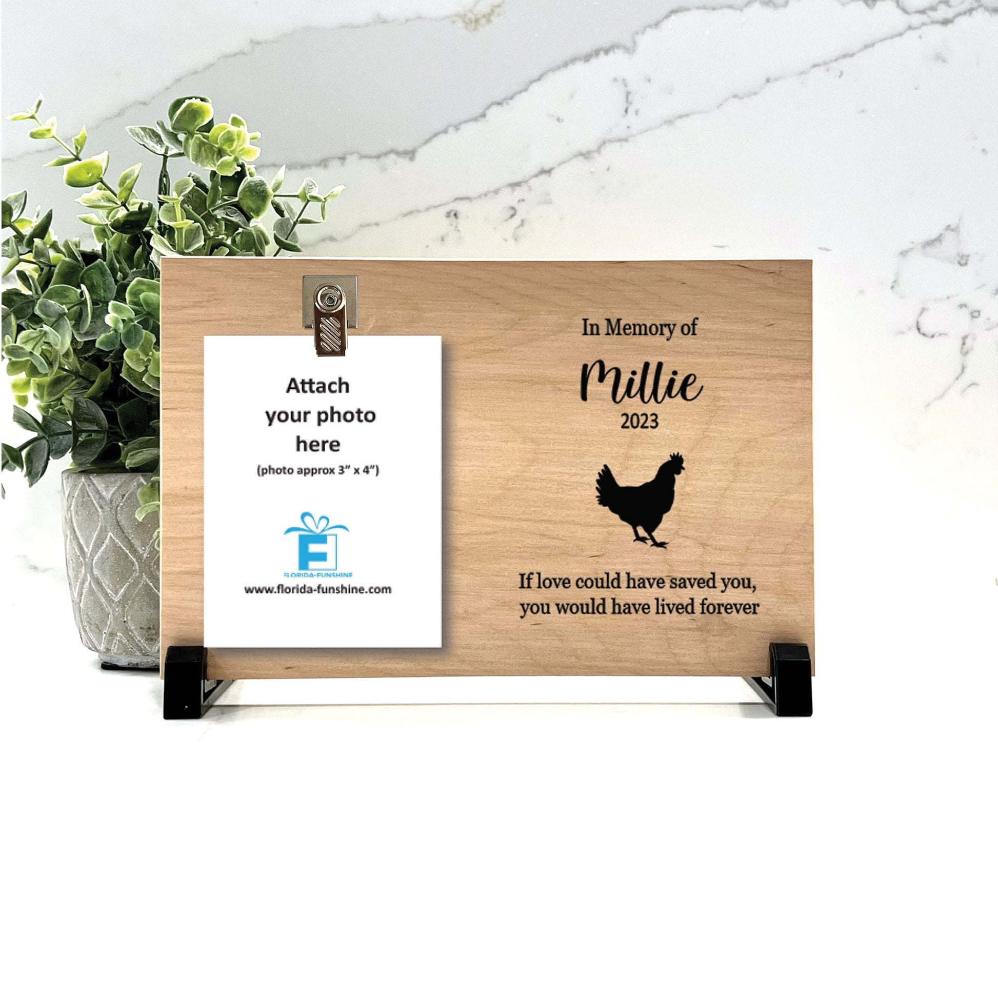 Chicken Memorial Gift, Chicken Memorial Frame, Chicken Photo Memorial, Chicken Keepsake, Chicken Remembrance Gift, Wood Memorial Frame