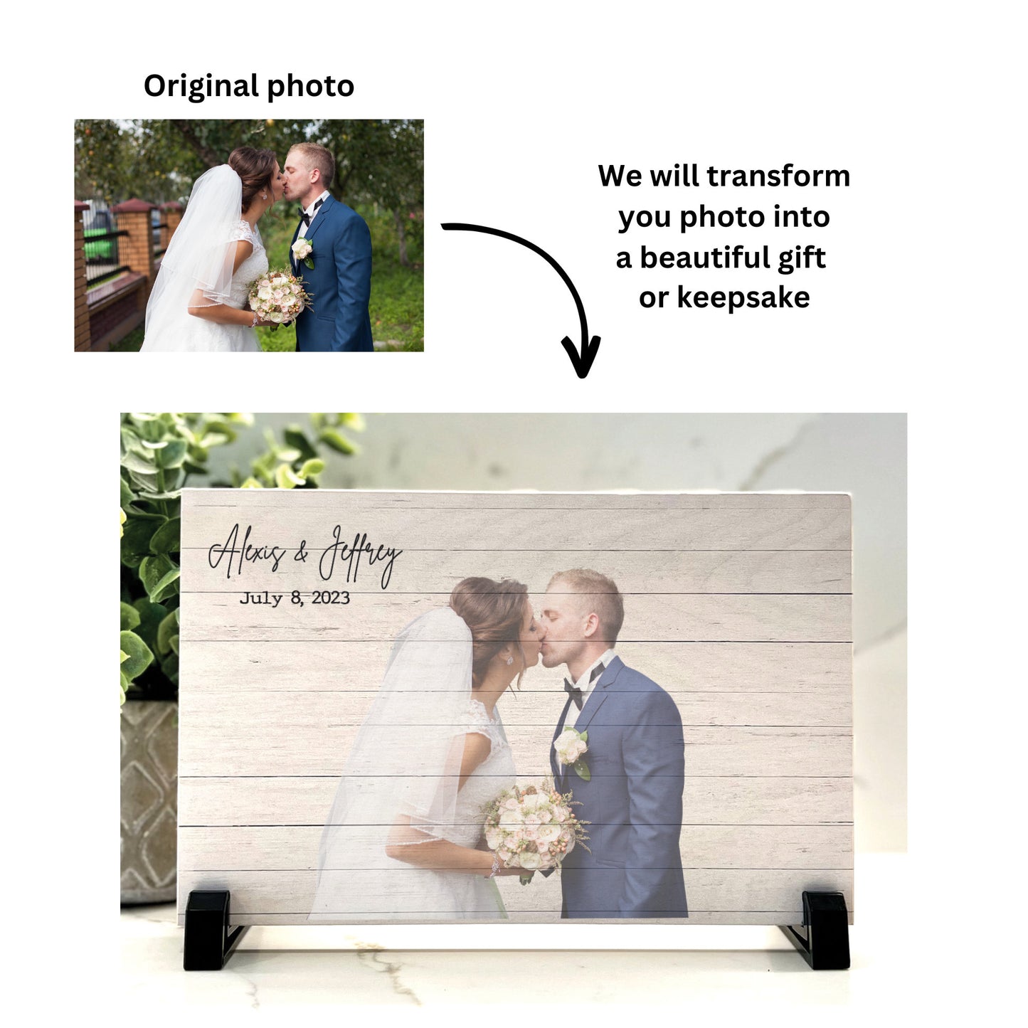 Custom Photo on wood, Personalized printed wood photo gift, 8.5" x 5.5" Wood Portrait, Custom photo gift any occasion, Photo Keepsake