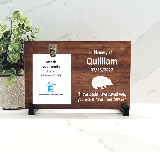 Hedgehog Memorial Gift, Hedgehog Memorial Frame, Hedgehog Photo Memorial, Hedgehog Keepsake, Hedgehog Remembrance Gift, Wood Memorial Frame