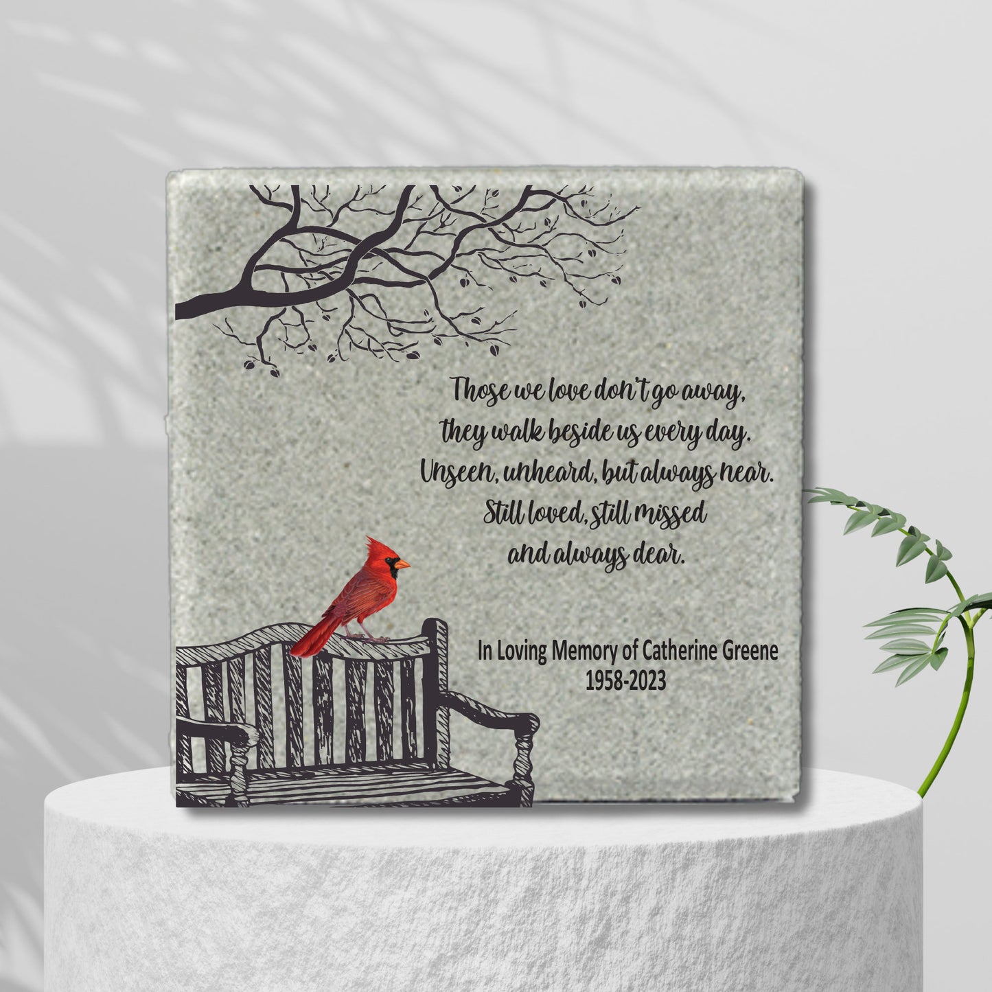 Memorial Stone - Sympathy Gift Bereavement Gift Funeral Gift - Cardinal Memorial - Condolence Gift - Custom Memorial Gift -12x12 Memorial