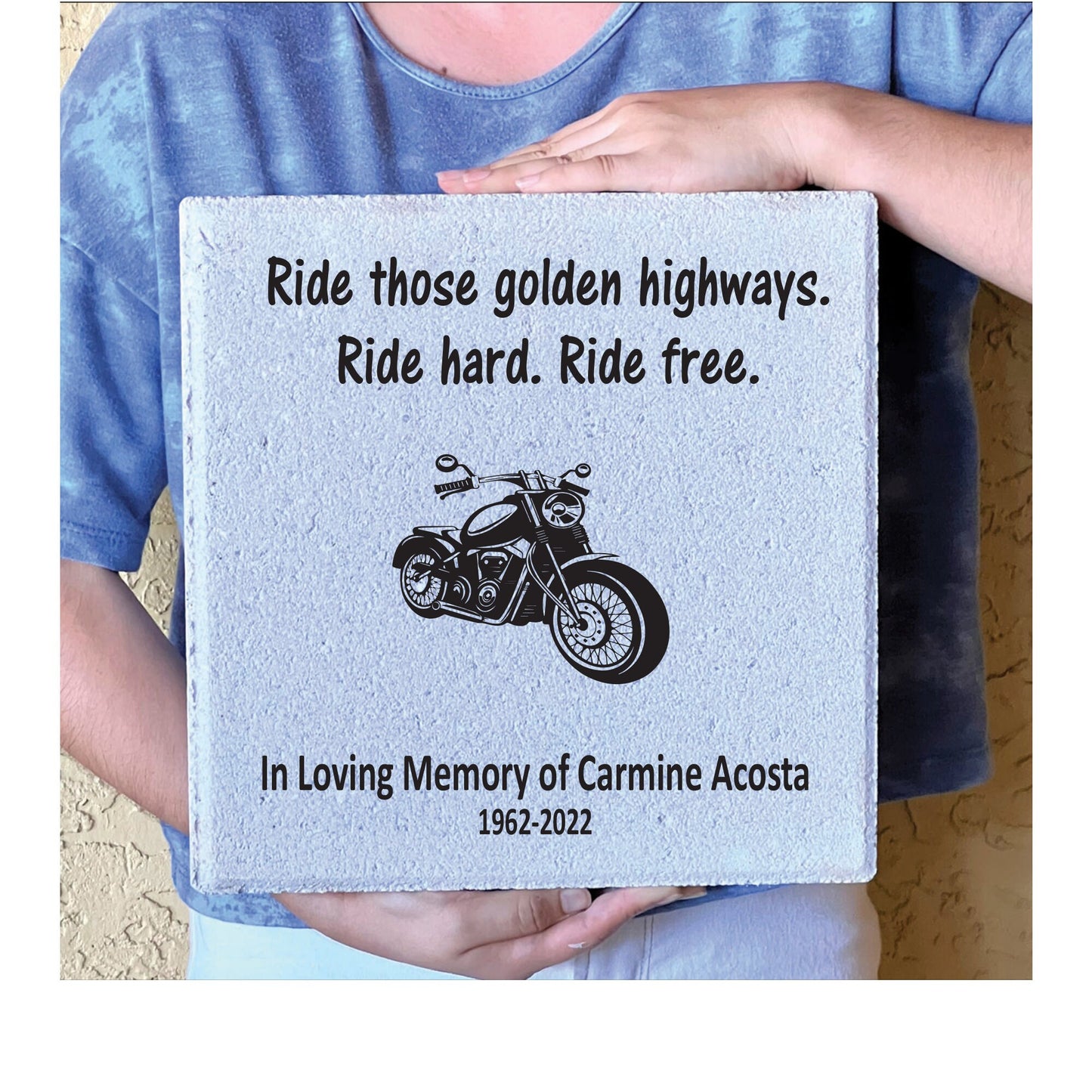 Memorial Stone - Sympathy Gift Bereavement Gift Funeral Gift -Motorcyle Biker Memorial -Condolence Gift - Custom Memorial Gift - Ride Free