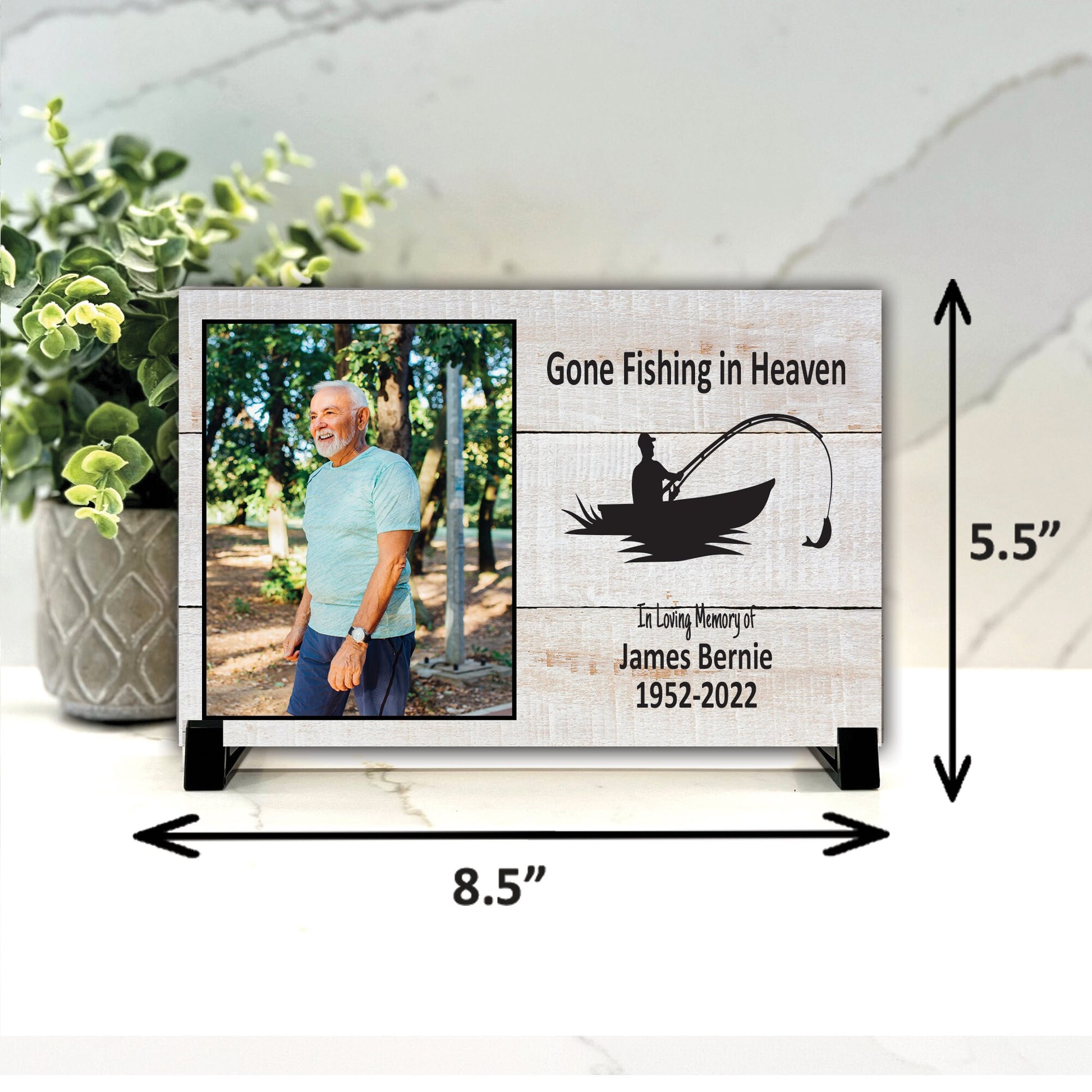 Fisherman Memorial Gift, Gone fishing in Heaven memorial plaque, Bereavement Gift Sympathy Gift, In Loving Memory, Photo Memorial