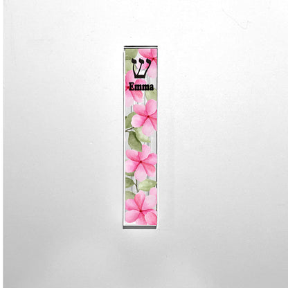 Mezuzah - Pink Watercolor Flowers Mezuzah - With or without name - Acrylic Flower Mezuzah - Floral Judaica Gift - New Baby Gift