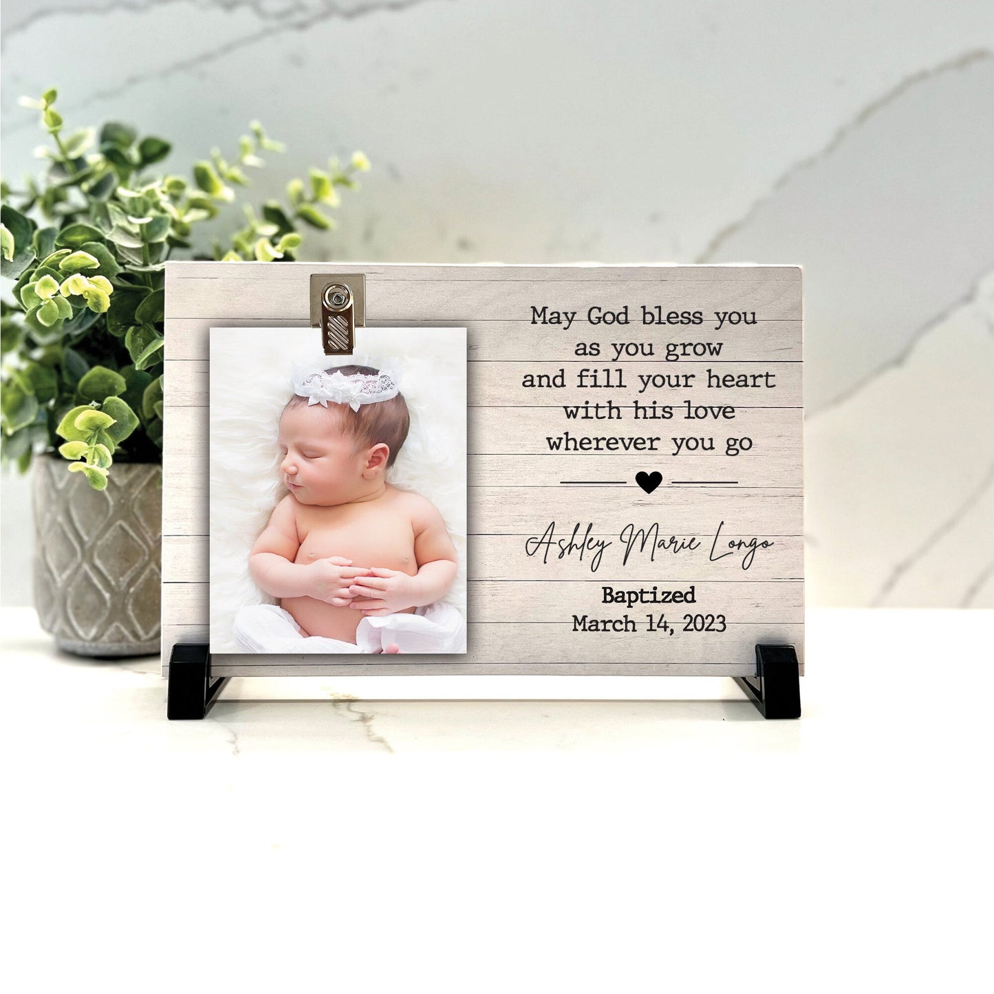 Customize your cherished moments with our Baptism Personalized Picture Frame available at www.florida-funshine.com. Create a heartfelt gift for family and friends with free personalization, quick shipping in 1-2 business days, and quality crafted picture frames, portraits, and plaques made in the USA."