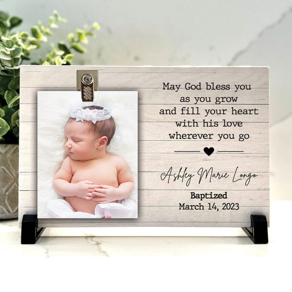 Customize your cherished moments with our Baptism Personalized Picture Frame available at www.florida-funshine.com. Create a heartfelt gift for family and friends with free personalization, quick shipping in 1-2 business days, and quality crafted picture frames, portraits, and plaques made in the USA.