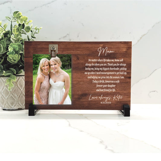 Customize your cherished moments with our Mother of the Bride Personalized Picture Frame available at www.florida-funshine.com. Create a heartfelt gift for family and friends with free personalization, quick shipping in 1-2 business days, and quality crafted picture frames, portraits, and plaques made in the USA."