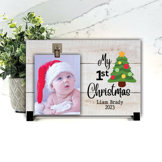 Customize your cherished moments with our First Christmas Personalized Picture Frame available at www.florida-funshine.com. Create a heartfelt gift for family and friends with free personalization, quick shipping in 1-2 business days, and quality crafted picture frames, portraits, and plaques made in the USA."