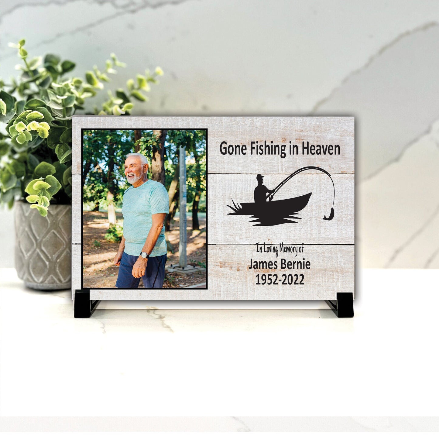 Fisherman Memorial Gift, Gone fishing in Heaven memorial plaque, Bereavement Gift Sympathy Gift, In Loving Memory, Photo Memorial