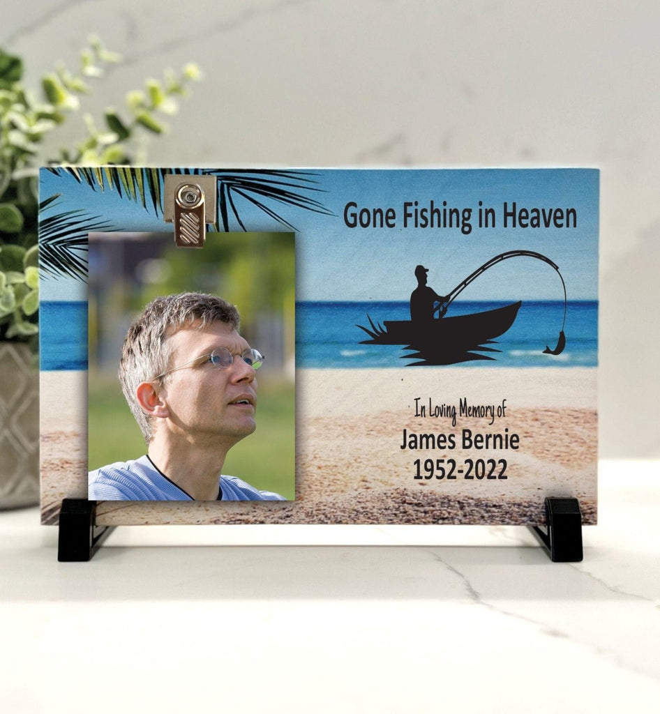 Fisherman Memorial Gift, Gone fishing in Heaven memorial frame, Bereavement Gift Sympathy Gift, In Loving Memory, Remembrance Memorial Frame