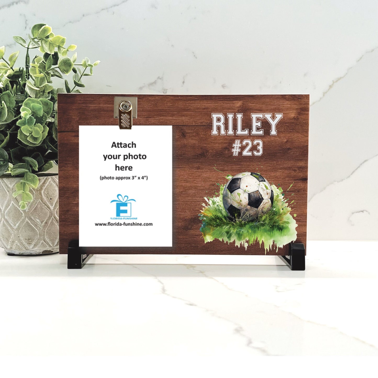 Soccer Frame, Personalized Soccer Frame, Custom Soccer Player Gift Idea, Soccer Theme Frame, Custom Wood Soccer Frame, Background choice