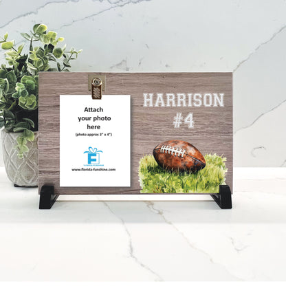 Football Frame, Personalized Football Frame, Custom Football Player Gift Idea, Football Theme Frame, Custom Wood Football Frame