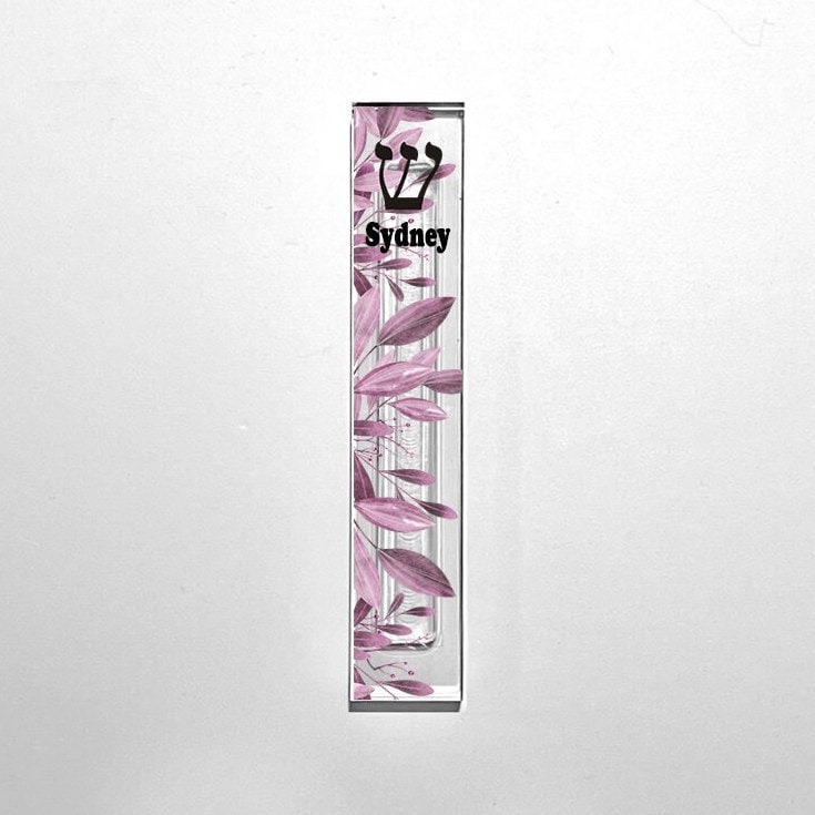 Mezuzah - Purple Floral Mezuzah - With or without name - Acrylic Flower Mezuzah - Floral Judaica Gift - New Baby Gift - New home gift