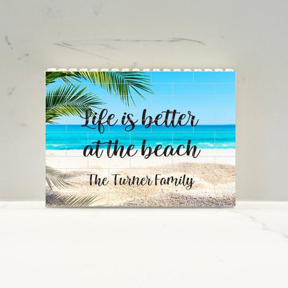 Custom Beach Brick Puzzle, Building Blocks Personalized with your message, Unique Gift for family, couples, kids, friends