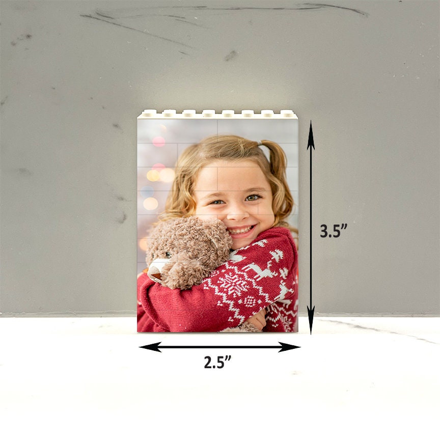 Small Vertical Photo Block Puzzle made from Lego Compatible Bricks, Personalized Building Blocks Puzzle, Unique photo gift idea