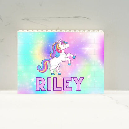 Personalized Unicorn Brick Puzzle, Unicorn Building Blocks Personalized with Name, Custom Unicorn Theme Puzzle