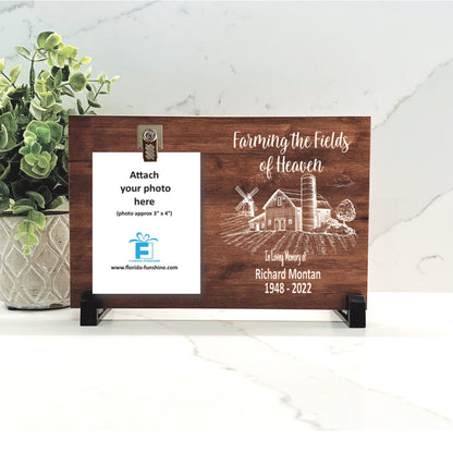 Farmer Memorial Gift, Farmer Memorial Frame, Loss of loved one memorial frame, Farm Memorial, Choice of wood background color