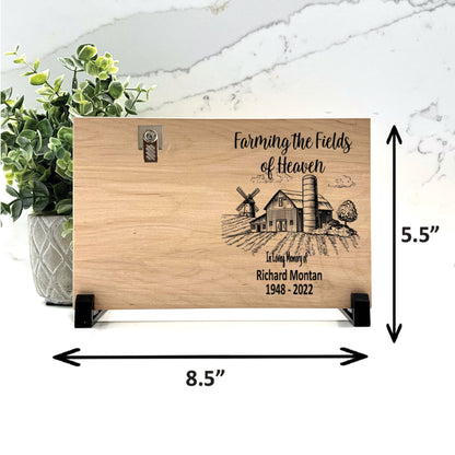 Farmer Memorial Gift, Farmer Memorial Frame, Loss of loved one memorial frame, Farm Memorial, Choice of wood background color