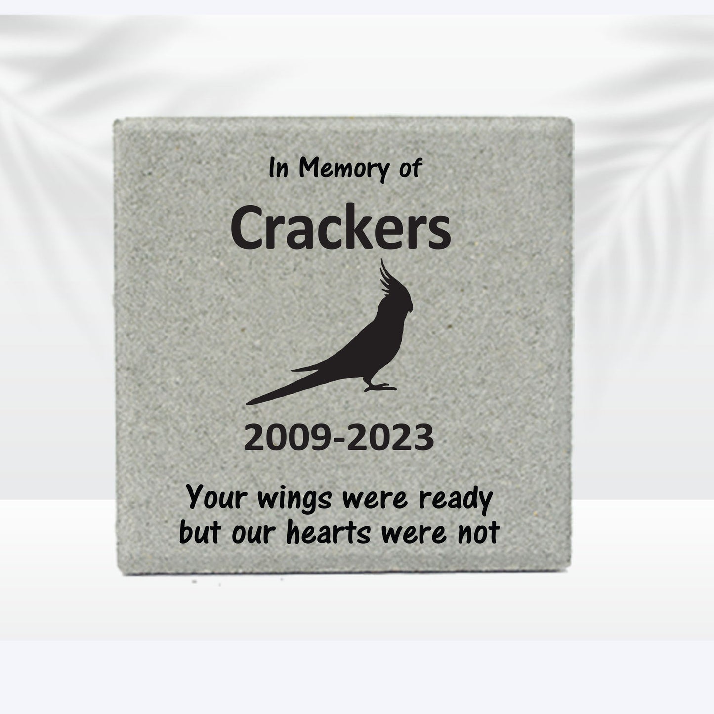 Cockatiel Memorial Stone- Personalized Pet Memorial - Pet Keepsake- 12"x12" Stone - Pet Sympathy -Cockatiel Keepsake - Pet Loss Gift