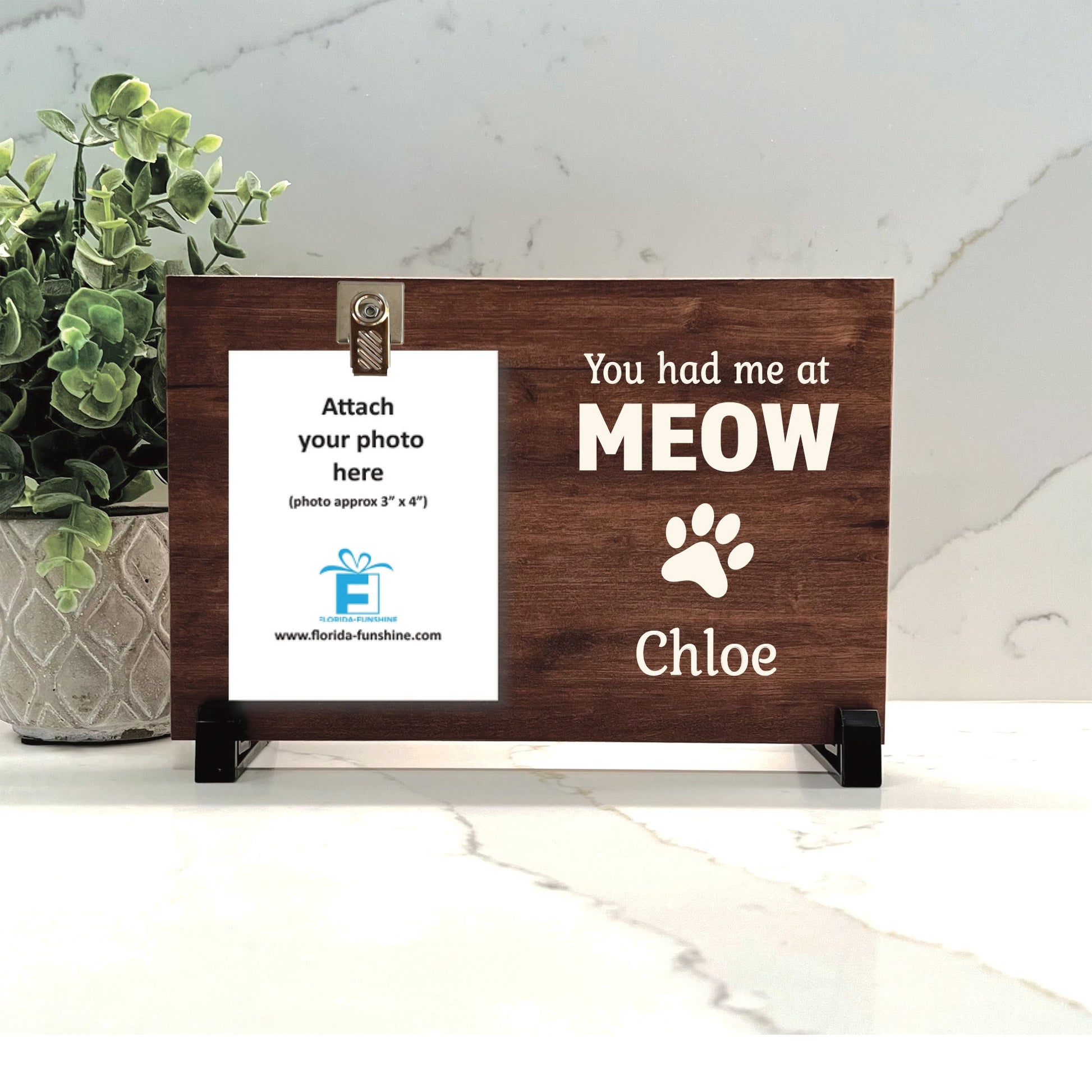 You had me at MEOW Personalized Wood frame with Cat's Name, New cat gift, cat lover gift, Cat Picture Frame, Wood color choice