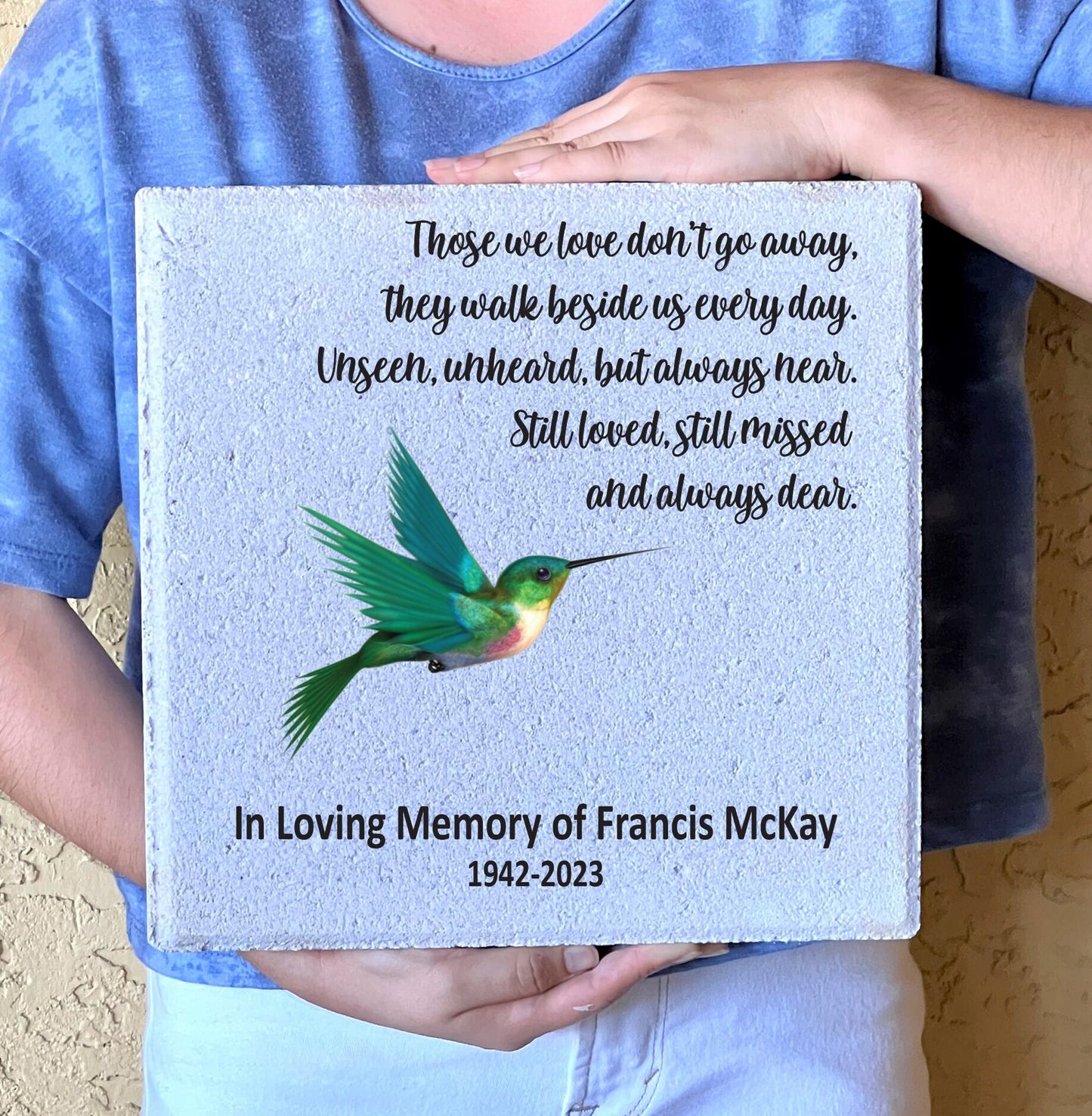 Memorial Stone, Sympathy Gift, Bereavement Gift, Funeral Gift, Hummingbird Memorial, Condolence Gift, Custom Memorial Gift, 12x12 Memorial