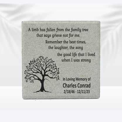 Memorial Stone - Sympathy Gift Bereavement Gift Funeral Gift - Family Memorial - Condolence Gift - Custom Memorial Gift -12x12 Memorial