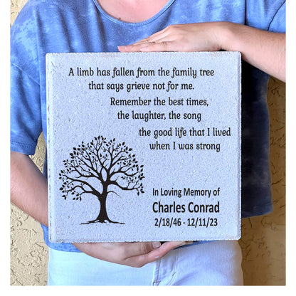 Memorial Stone - Sympathy Gift Bereavement Gift Funeral Gift - Family Memorial - Condolence Gift - Custom Memorial Gift -12x12 Memorial