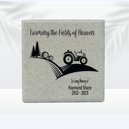 Memorial Stone - Sympathy Gift Bereavement Gift Funeral Gift - Farmer Memorial - Condolence Gift - Custom Memorial Gift -12x12 Memorial