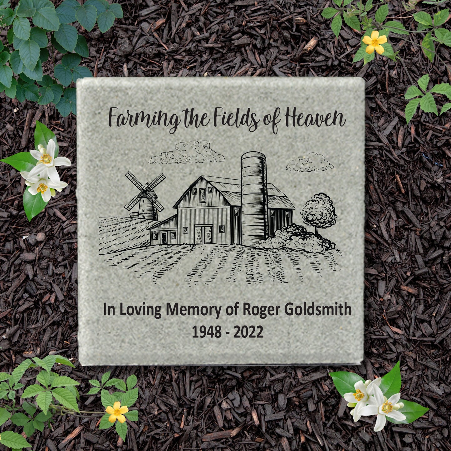 Memorial Stone - Sympathy Gift Bereavement Gift Funeral Gift - Farmer Memorial - Condolence Gift - Custom Memorial Gift -12x12 Memorial