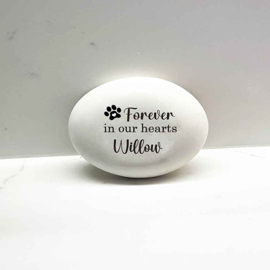 Dog Memorial Stone - Forever in our hearts - Pet Loss Gift - Personalized Dog Memorial Gift - Custom Dog Sympathy Gift