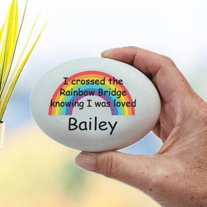 Crossed the Rainbow Bridge Memorial Stone, Pet Memorial Gift, Pet Remembrance Gift, Cat Memorial Gift, Pet Loss Gift, Dog Memorial Stone