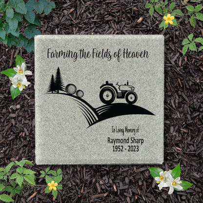 Memorial Stone - Sympathy Gift Bereavement Gift Funeral Gift - Farmer Memorial - Condolence Gift - Custom Memorial Gift -12x12 Memorial