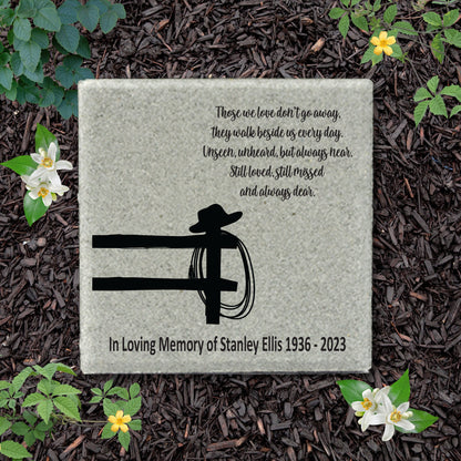 Memorial Stone - Sympathy Gift Bereavement Gift Funeral Gift - Cowboy Memorial - Condolence Gift - Custom Memorial Gift -12x12 Memorial