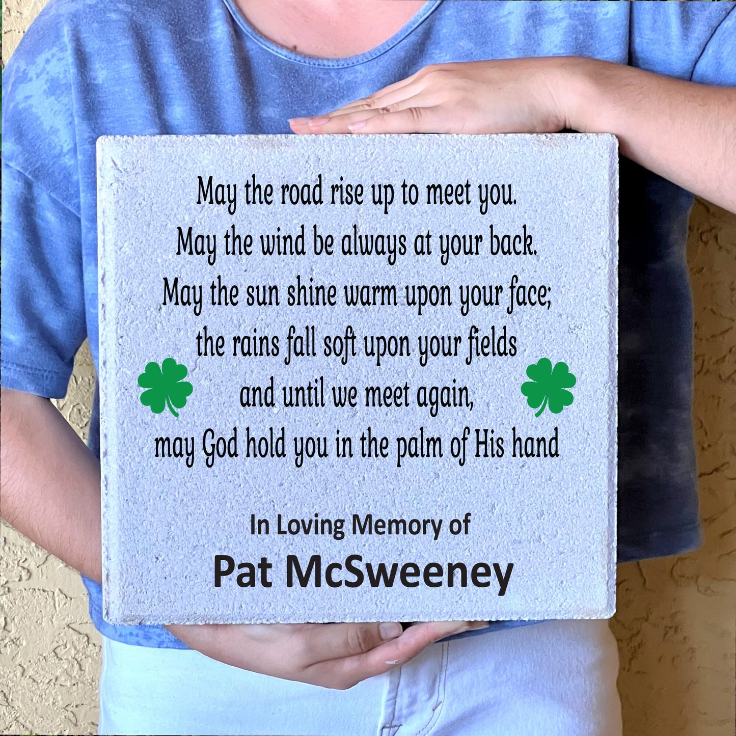 Memorial Stone - Sympathy Gift Bereavement Gift Funeral Gift - Irish Prayer - Condolence Gift - Custom 12x12 Memorial Gift - Shamrock