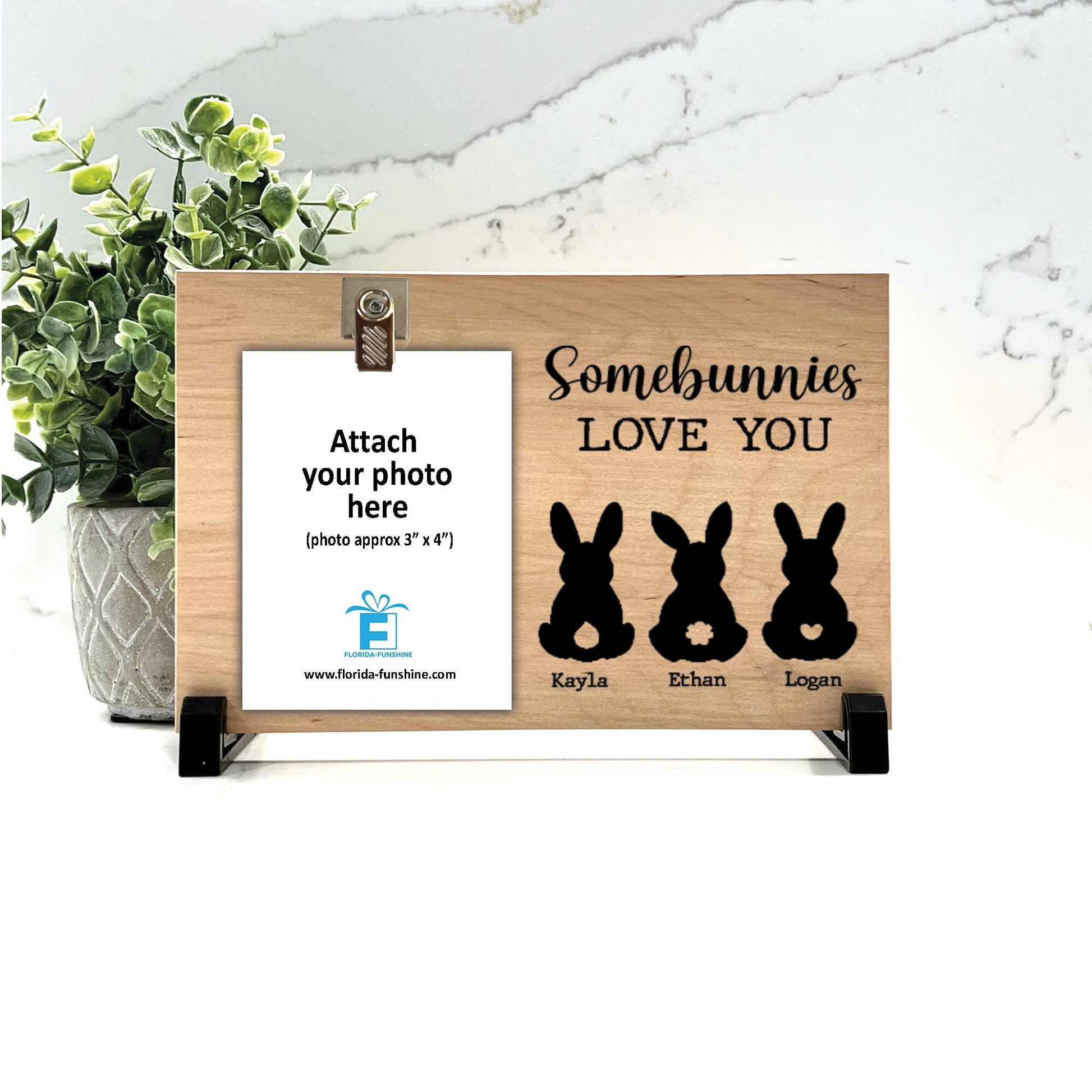 Somebunnies love you Personalized Easter Picture Frame, Custom Easter Gift