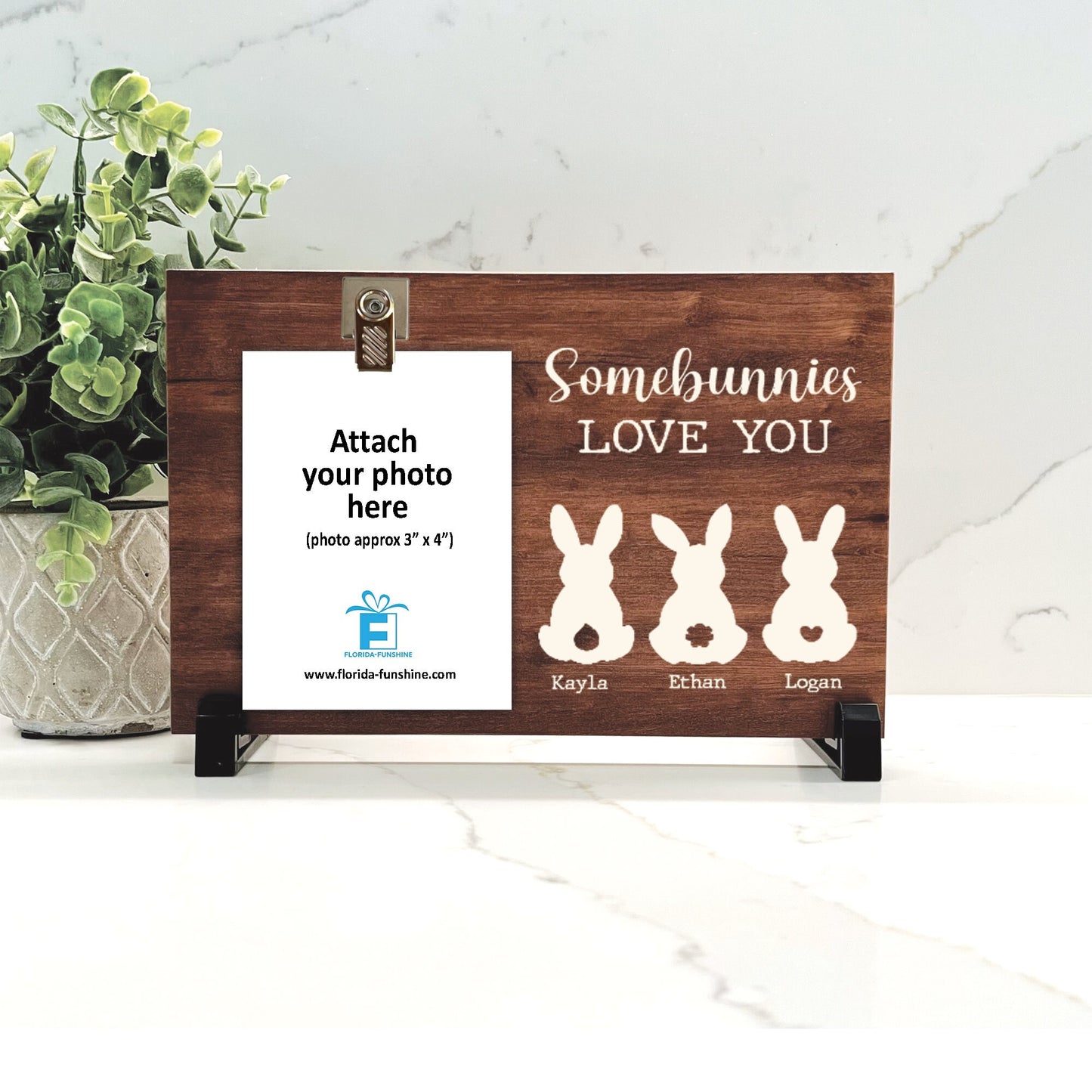 Somebunnies love you Personalized Easter Picture Frame, Custom Easter Gift