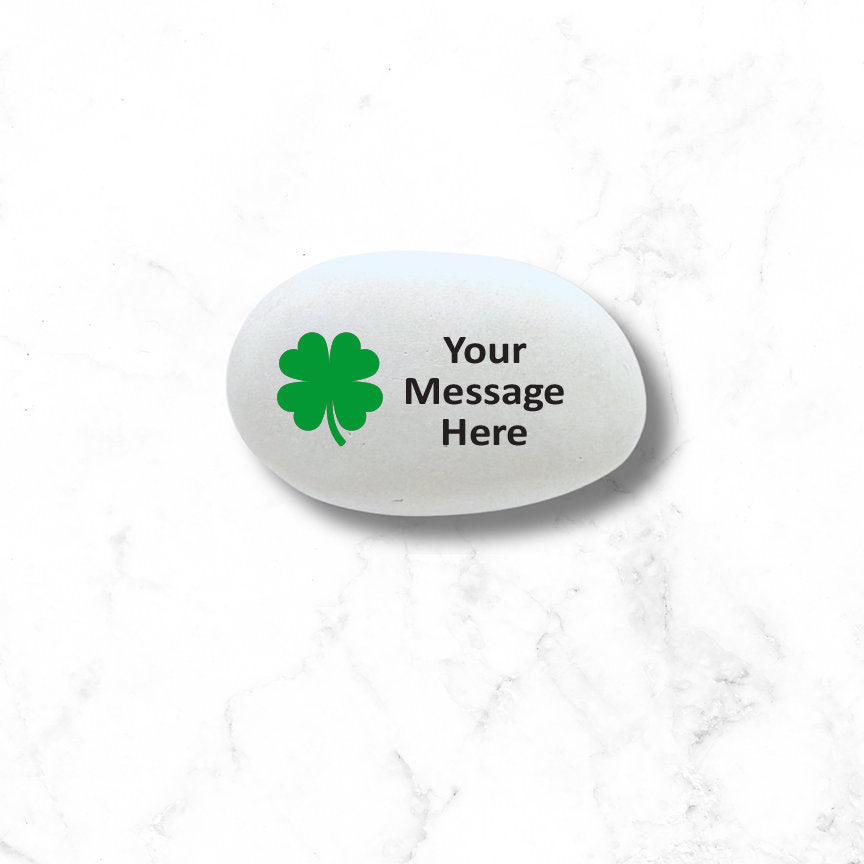 Custom Shamrock Stone - Personalized Handcrafted Stone with Shamrock and your message - Custom Rock - Custom Printed Stones - Lucky Stone