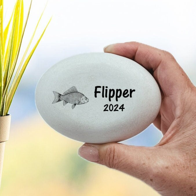 Fish Memorial Stone- Personalized Pet Keepsake- Pet Loss Gift - Custom Fish Sympathy Gift - Pet Condolence Gift- Fish Burial Marker